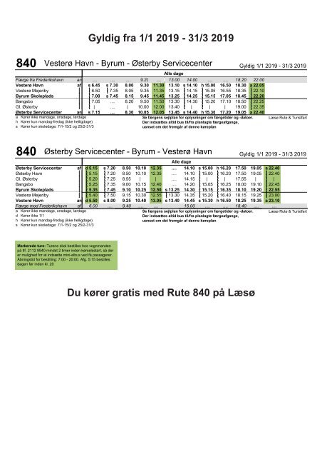 840 Vesterø - Østerby | Læsø Køreplan for hele 2019 ...