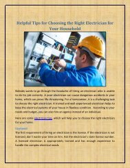 Helpful Tips for Choosing the Right Electrician for Your Household