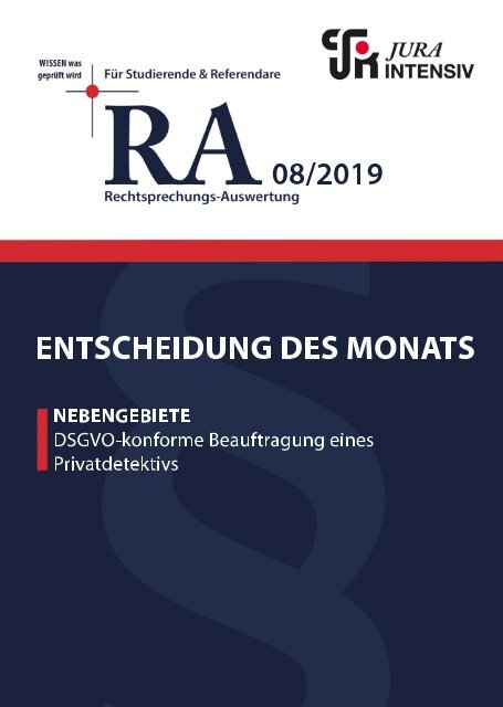 RA 08/2019 - Entscheidung des Monats