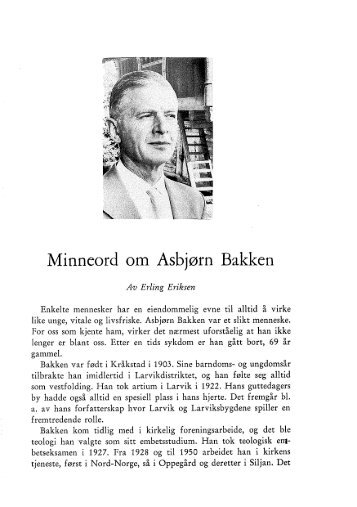 Minneord om Asbjørn Bakken 