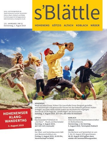 s'Blättle Nr. 31 - Do, 1. August 2019