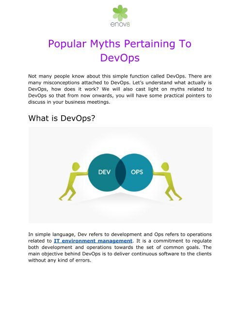 Popular Myths Pertaining to DevOps