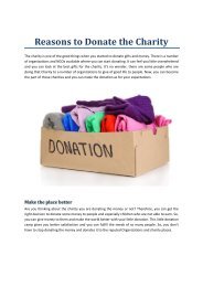 Reasons to Donate the Charity