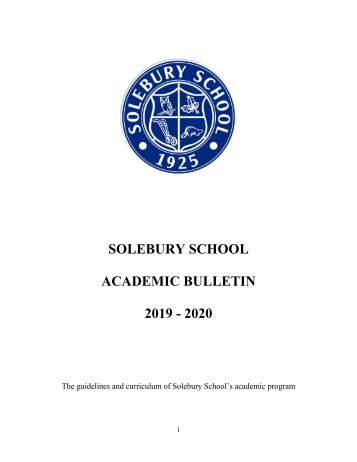 Solebury School's 2019-2020 Academic Bulletin