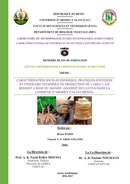 Caracterisation Socio Economique Pratiques D Hygiene Et Itineraire Technique De Production De Gbeli Un