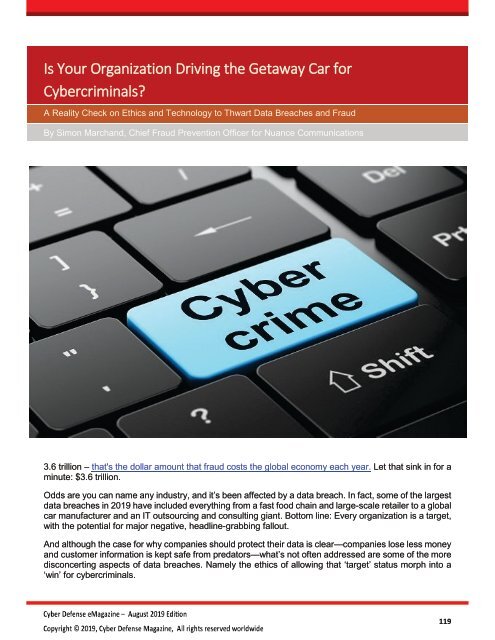 Cyber Defense eMagazine August 2019