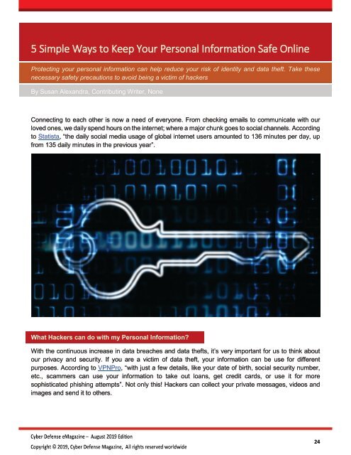 Cyber Defense eMagazine August 2019