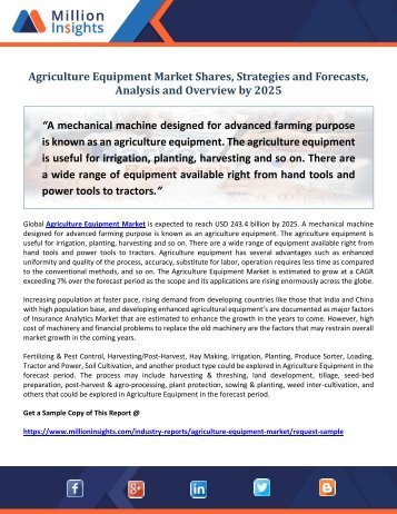 Agriculture Equipment Market Shares, Strategies and Forecasts, Analysis and Overview by 2025