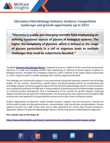 Glycomics-Glycobiology Industry Analysis, Competition landscape and growth opportunity up to 2025