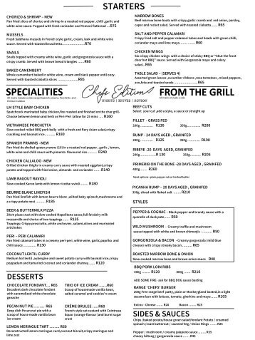 Chefs edition Menu