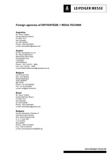 list of foreign agencies - ORTHOPÄDIE + REHA-TECHNIK