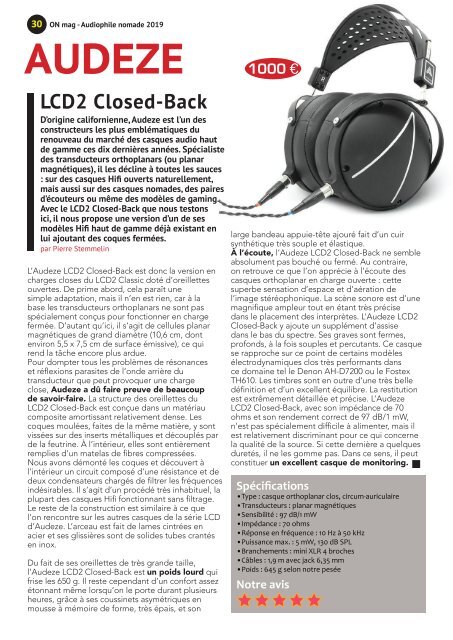 ON mag - Guide de l'audiophile nomade 2019