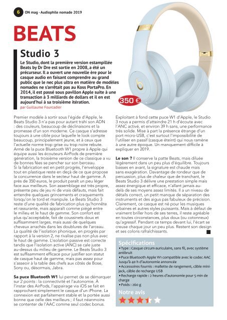 ON mag - Guide de l'audiophile nomade 2019