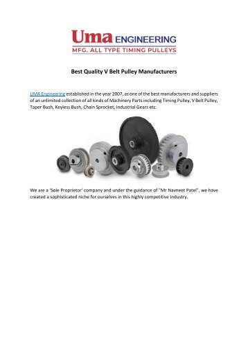 Best Quality V Belt Pulley Manufacturers