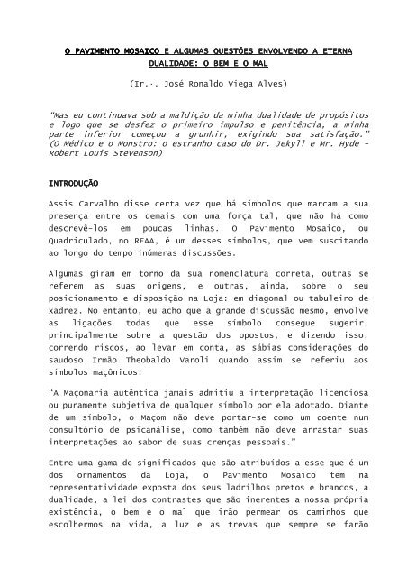 O Mistério Do Piso Maçônico, PDF, Maçonaria