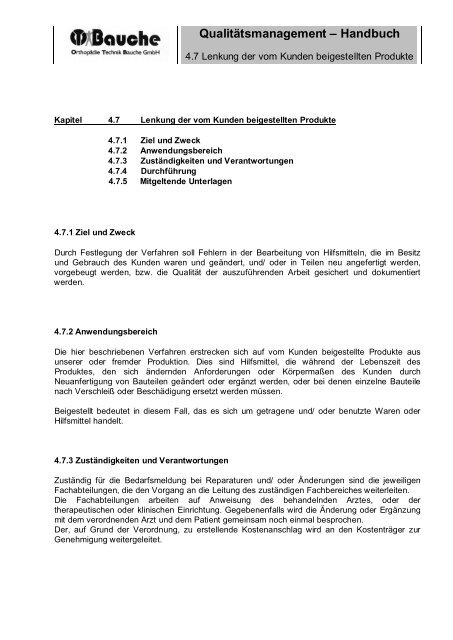 Qualitätsmanagement – Handbuch - Orthopädie Technik Bauche ...