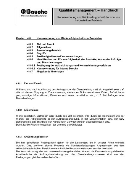 Qualitätsmanagement – Handbuch - Orthopädie Technik Bauche ...