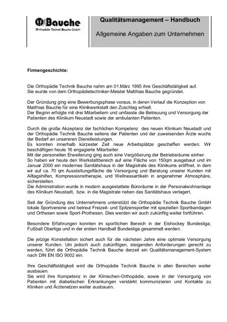 Qualitätsmanagement – Handbuch - Orthopädie Technik Bauche ...