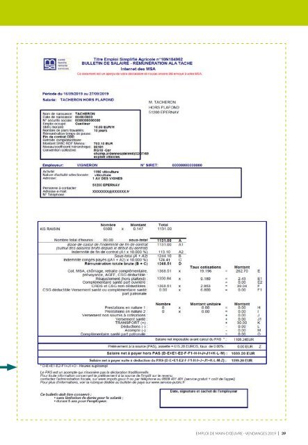 Les Guides du SGV - Emploi de main-d'œuvre vendange 2019