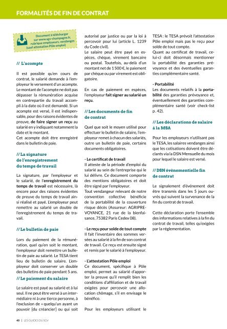 Les Guides du SGV - Emploi de main-d'œuvre vendange 2019