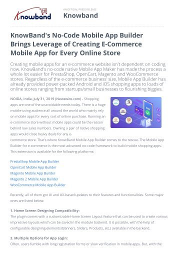 KnowBand - eCommerce Mobile App Builder