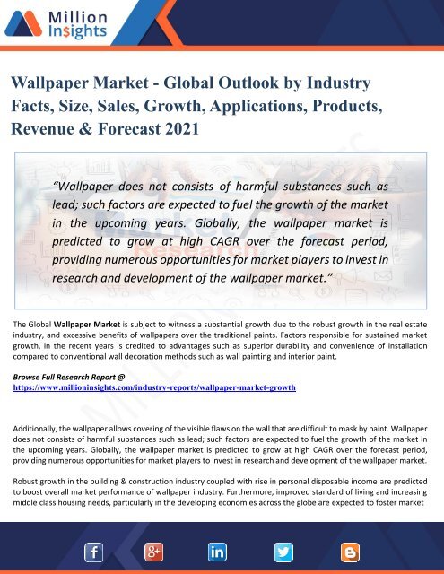 Wallpaper Market Analysis by Product Types, Marketing Channel Development Trend, Market Effect Factors Analysis by 2021