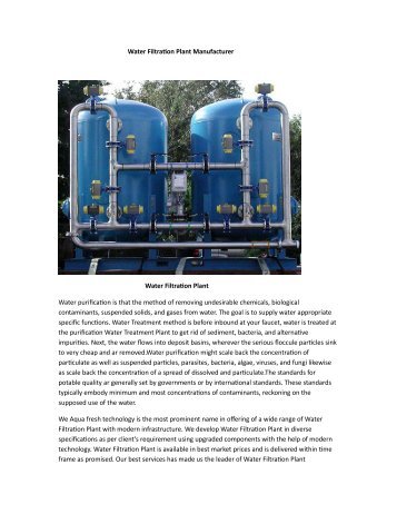 Water Filtration Plant Manufacturer
