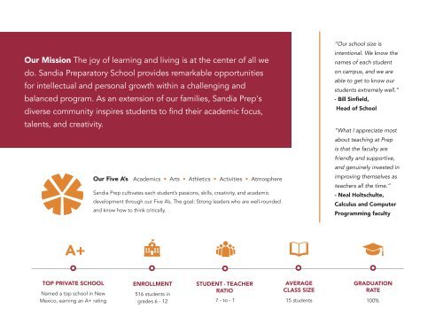 Sandia Prep Admission Viewbook 2020 - 2021