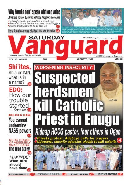 03082019 - Worsening Insecurity: Suspected herdsmen kill Catholic priest in Enugu