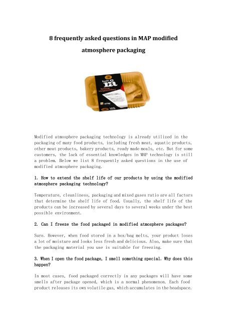 8 frequently asked questions in MAP modified atmosphere packaging