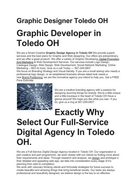  Aku Graphic Designer Toledo OH | 567-249-0807