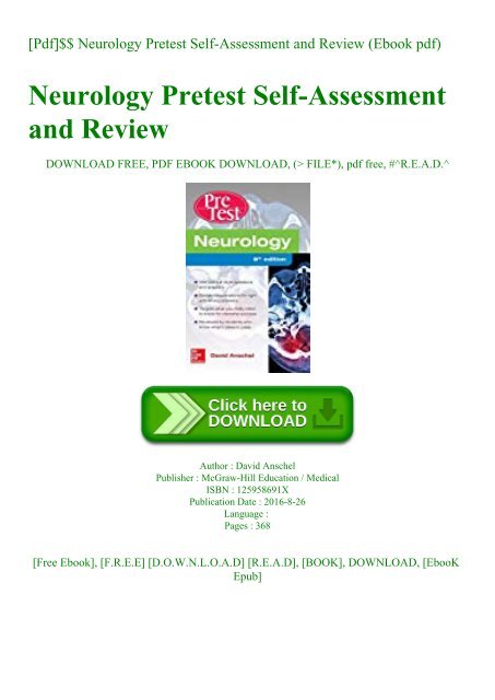 [Pdf]$$ Neurology Pretest Self-Assessment and Review (Ebook pdf)