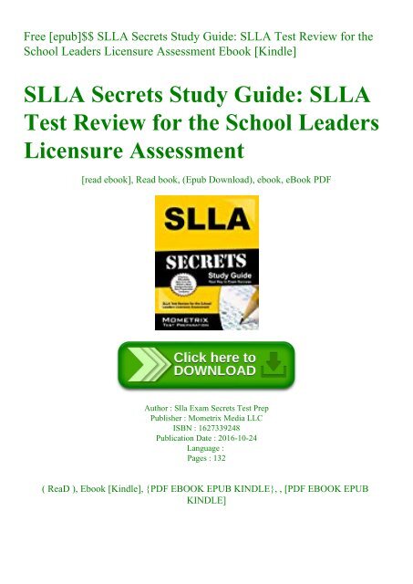Free [epub]$$ SLLA Secrets Study Guide SLLA Test Review for the School Leaders Licensure Assessment Ebook [Kindle]