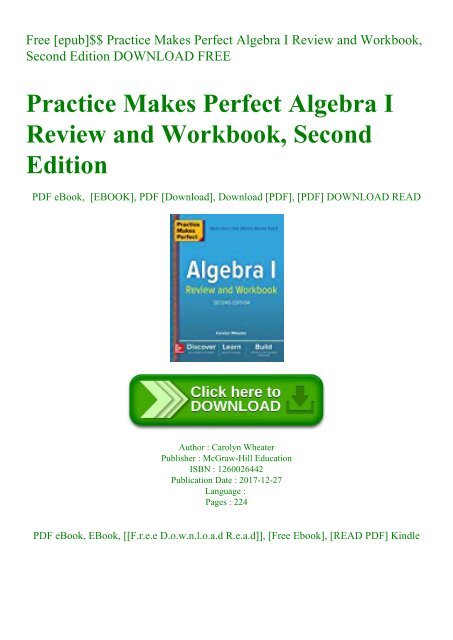 Free [epub]$$ Practice Makes Perfect Algebra I Review and Workbook  Second Edition DOWNLOAD FREE