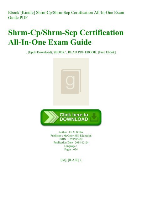 Ebook [Kindle] Shrm-CpShrm-Scp Certification All-In-One Exam Guide PDF