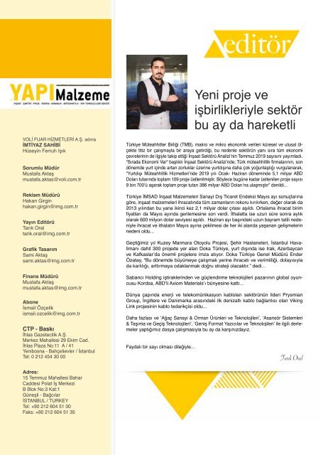 Yapı Malzeme 2019 Ağustos Sayısı