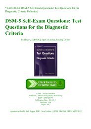 E.B.O.O.K$ DSM-5 Self-Exam Questions Test Questions for the Diagnostic Criteria Unlimited