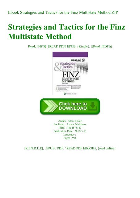 Ebook Strategies and Tactics for the Finz Multistate Method ZIP