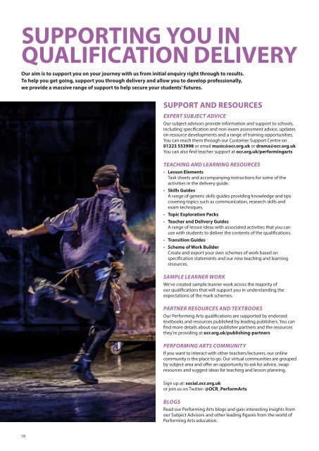 Performing Arts Qualifications Summary Brochure