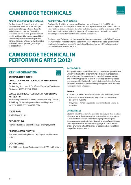 Performing Arts Qualifications Summary Brochure