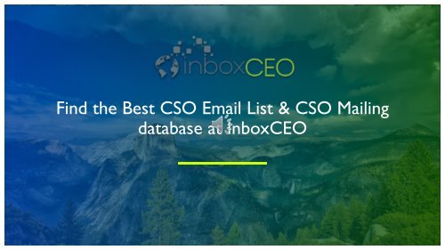 CSO Email List | CSO Mailing Database | CSO Email Leads #CSOEmailLeads #CSOMailingDatabase