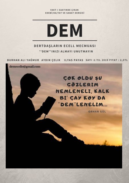 DEM ( Derttaşların Ecell Mecmuası) 1. Sayı