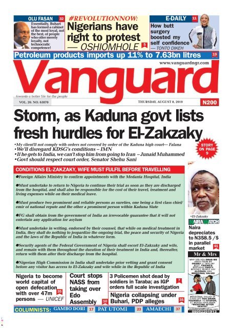 08082019 - Storm as Kaduna govt lists fresh hurdles for El-Zakzaky
