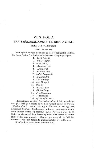 Vestfold. Fra småkongedømme til rikssamling 1925