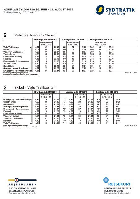 2 Vejle Trafikcenter - Skibet | Gyldig 30.06.19 | Sydtrafik