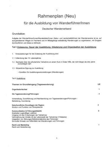 Rahmenplan DWV-Wanderführer® Ausbildung