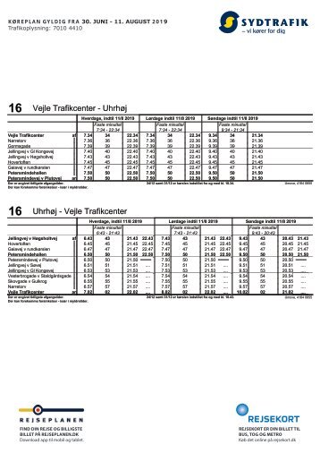 16 Vejle Trafikcenter - Uhrhøj | Gyldig 30.06.19 | Sydtrafik