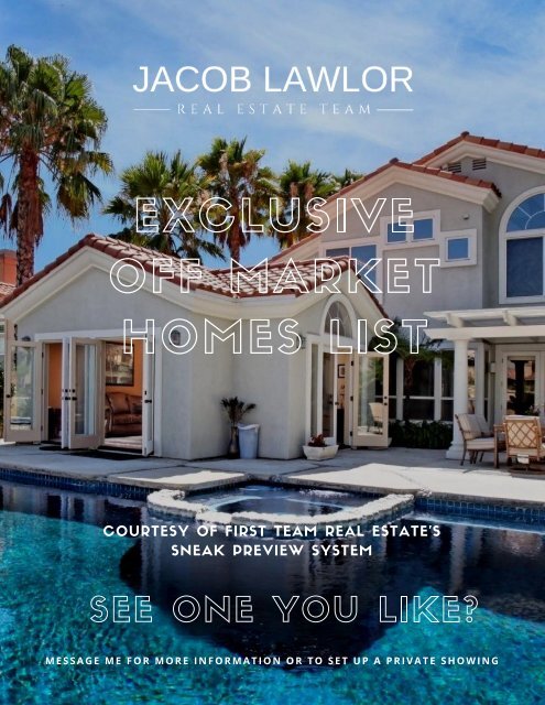 Off-Market Homes List - Summer 2019