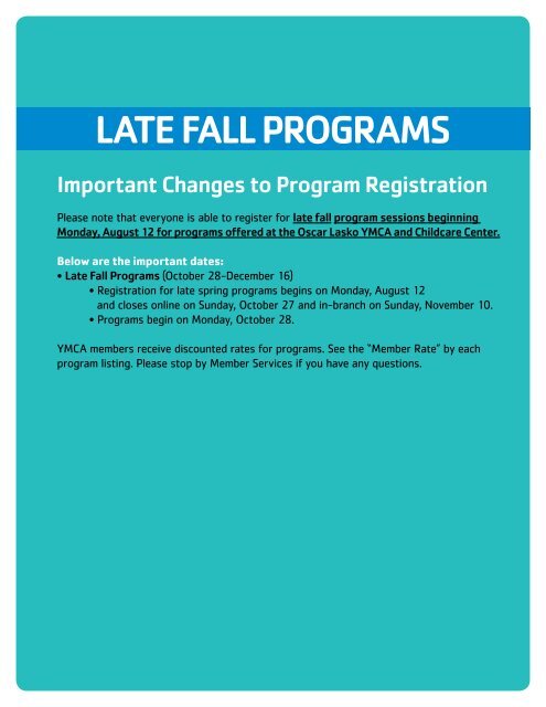 Oscar Lasko YMCA Fall Program Guide - 2019