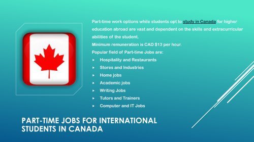 Study in Canada – Part Time Jobs Options